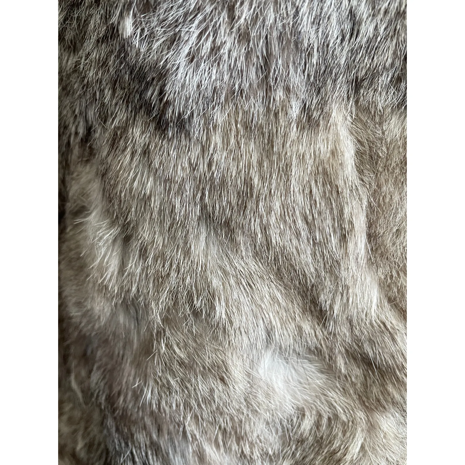 Vintage Genuine Fur Short Jacket Gray Taupe Leather Trim Zip Front Luxury Coat Tan Size M - Image 11