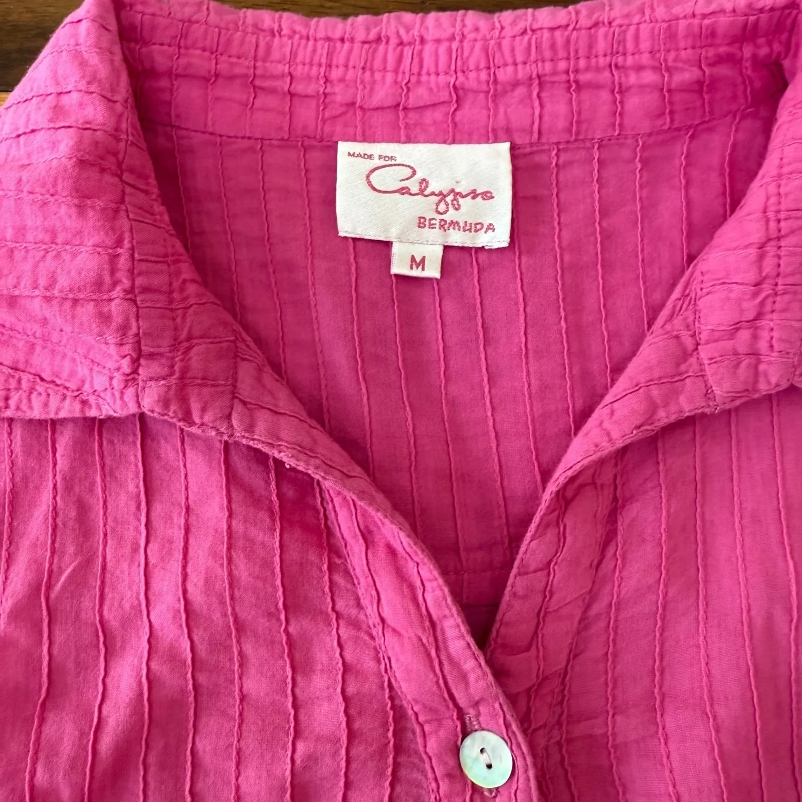 Calypso Bermuda Pink Tunic dress Womens Roll Tab‎ Sleeve Casual Dress Medium - Image 3