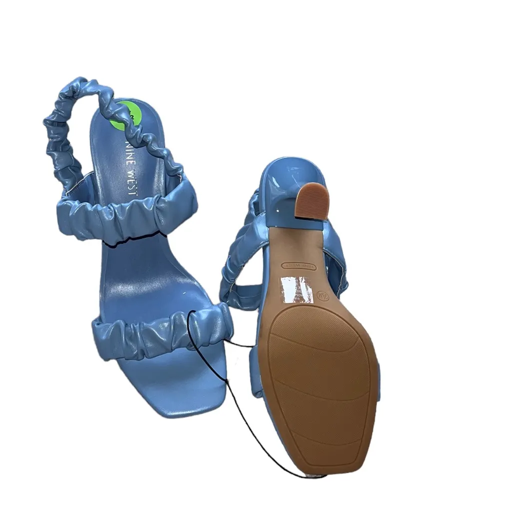 NEW NINE WEST RUCHED STRAP DUSTY BLUE DRESS SANDAL 9.5 - Image 4