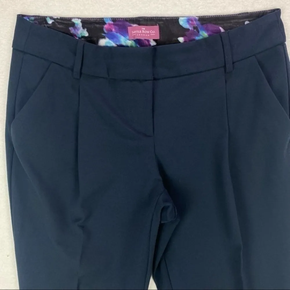 Savile Row Co. Womens Pants Size 10 Stretch Blue Pleated Mid Rise Cuffed Tapered - Image 3