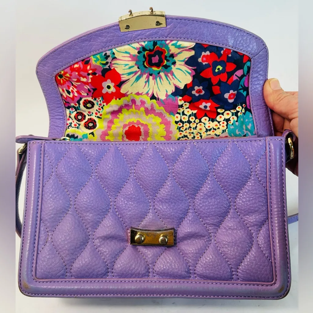Vera Bradley Quilted Tess Crossbody Purse in Purple/Lavender Leather - Image 8