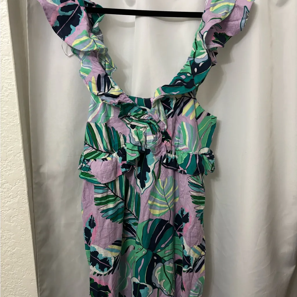 Floral Long Sleeve Dress Green Size L - Image 2