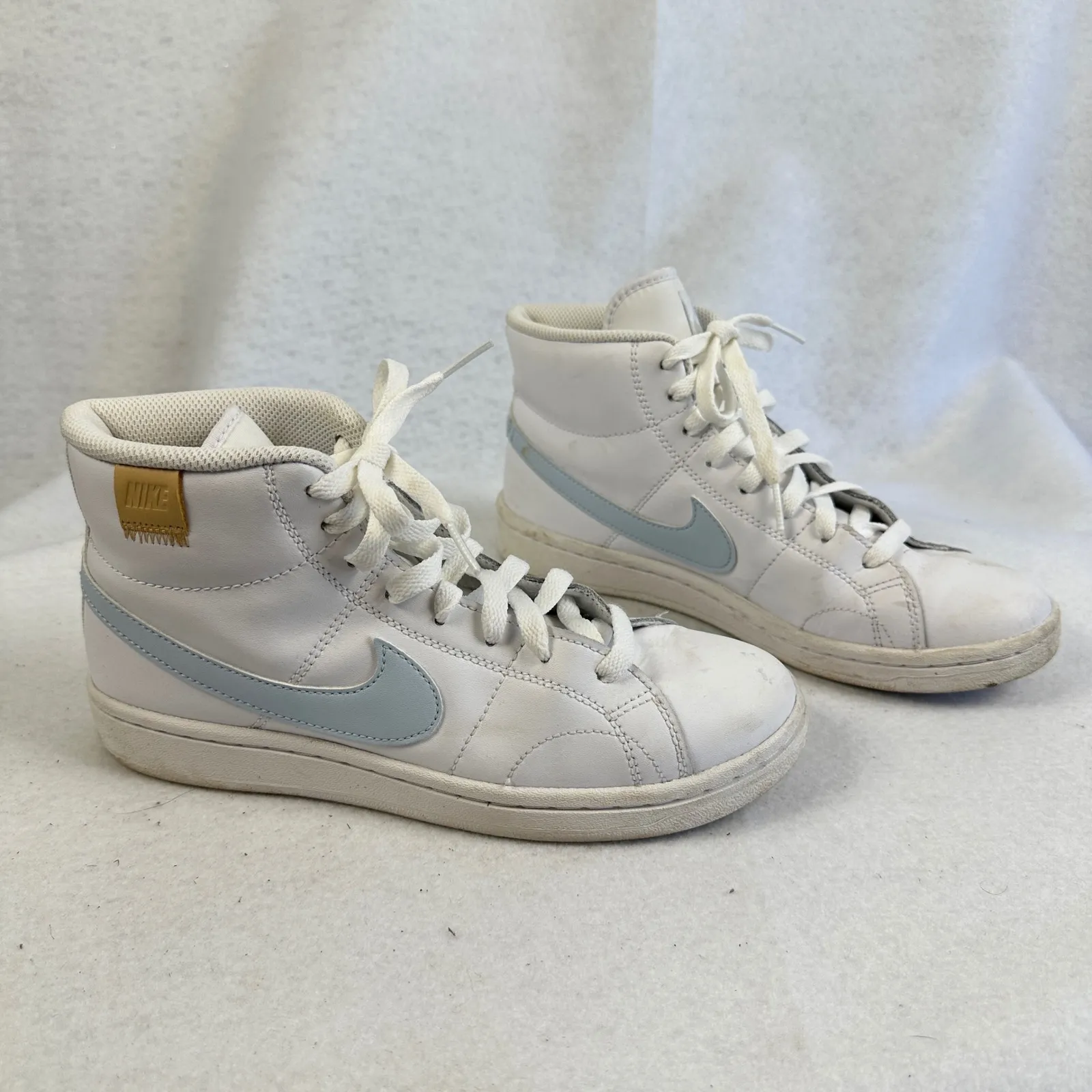 Nike Court Royale 2 Mid White Light Blue Leather High Top Sneakers Womens‎ 8 - Image 5