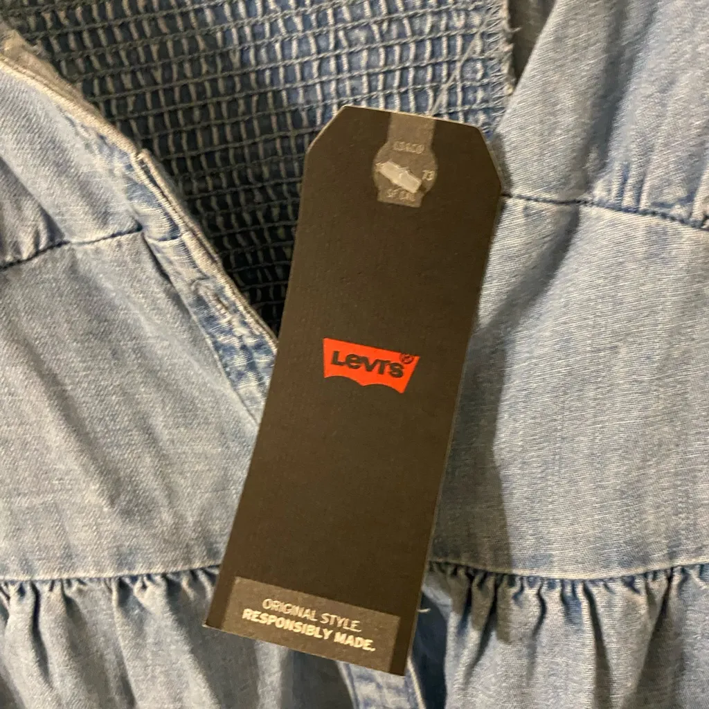 Levi's New NWT Levi’s Light Blue‎ Denim Button-Up Dress Size Medium - Image 5