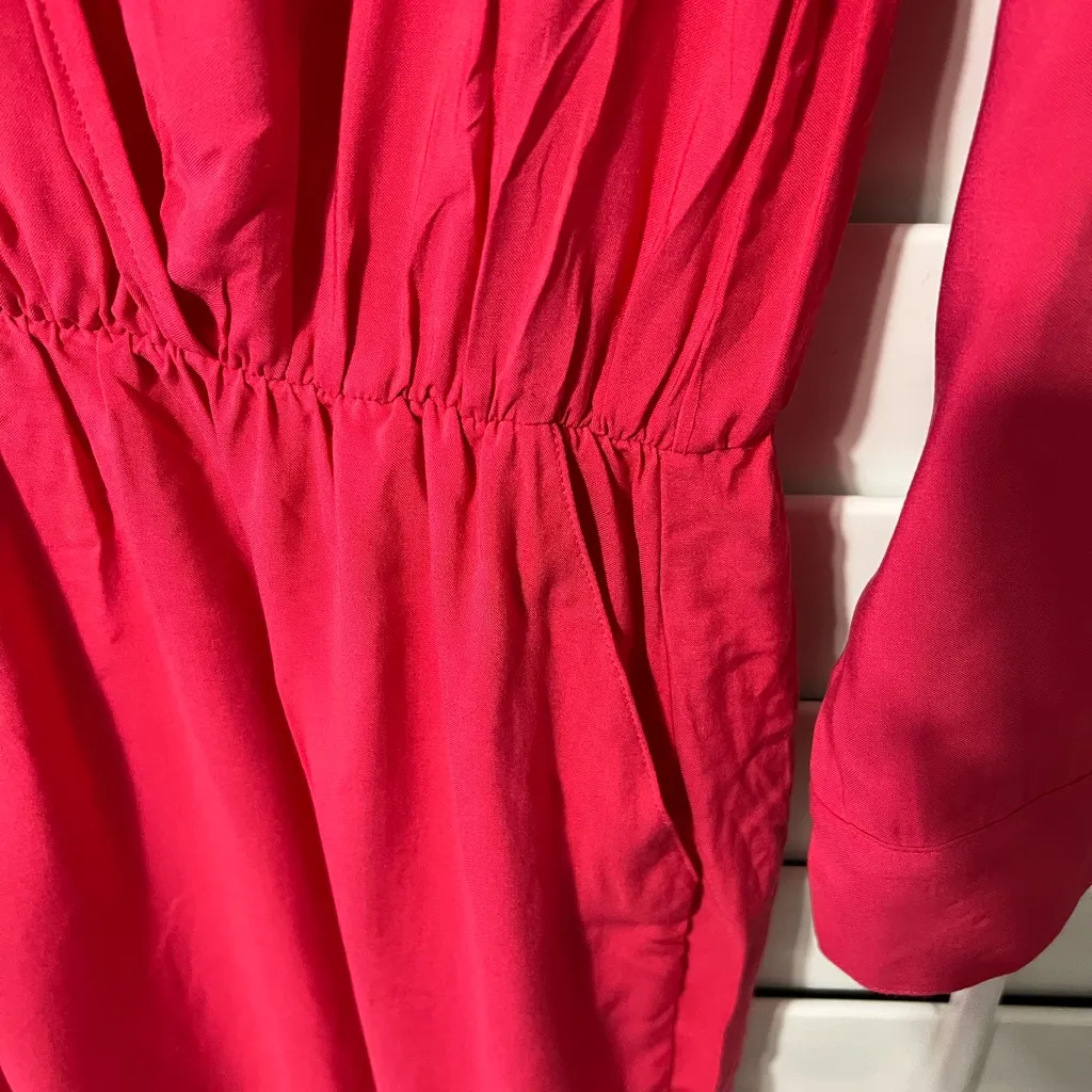 Splendid Women’s Coral Pink Long Sleeve V-Neck Dress Size L NWT - Image 2