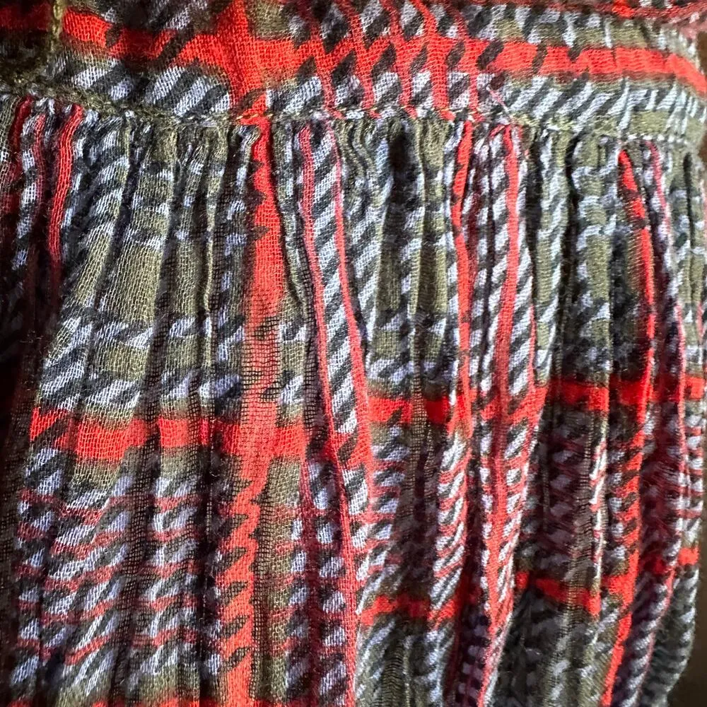 FREE PEOPLE | FP One Sadie Plaid Lightweight Cotton Belted Dress | Extra Small - Image 5