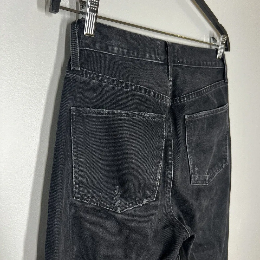 Agolde Sz 26 Cherie High Rise Straight Leg Distressed Jeans Distortion Black - Image 5
