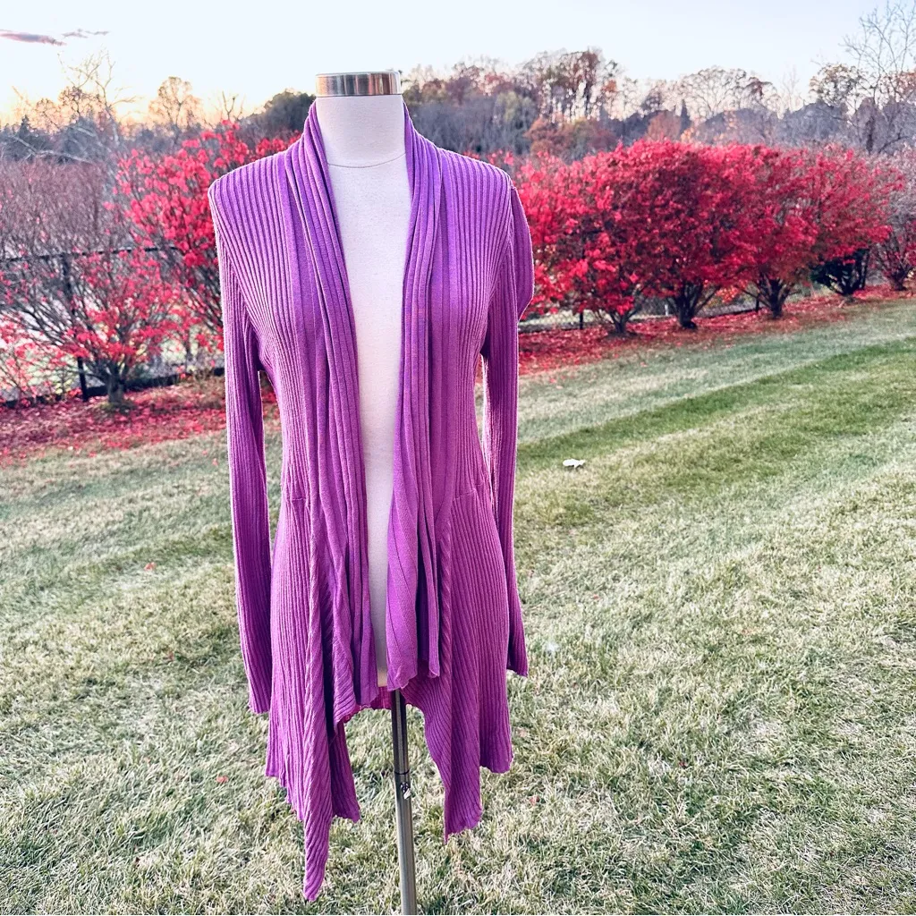 Dennis Basso Lilac Open Front Cardigan - Image 2