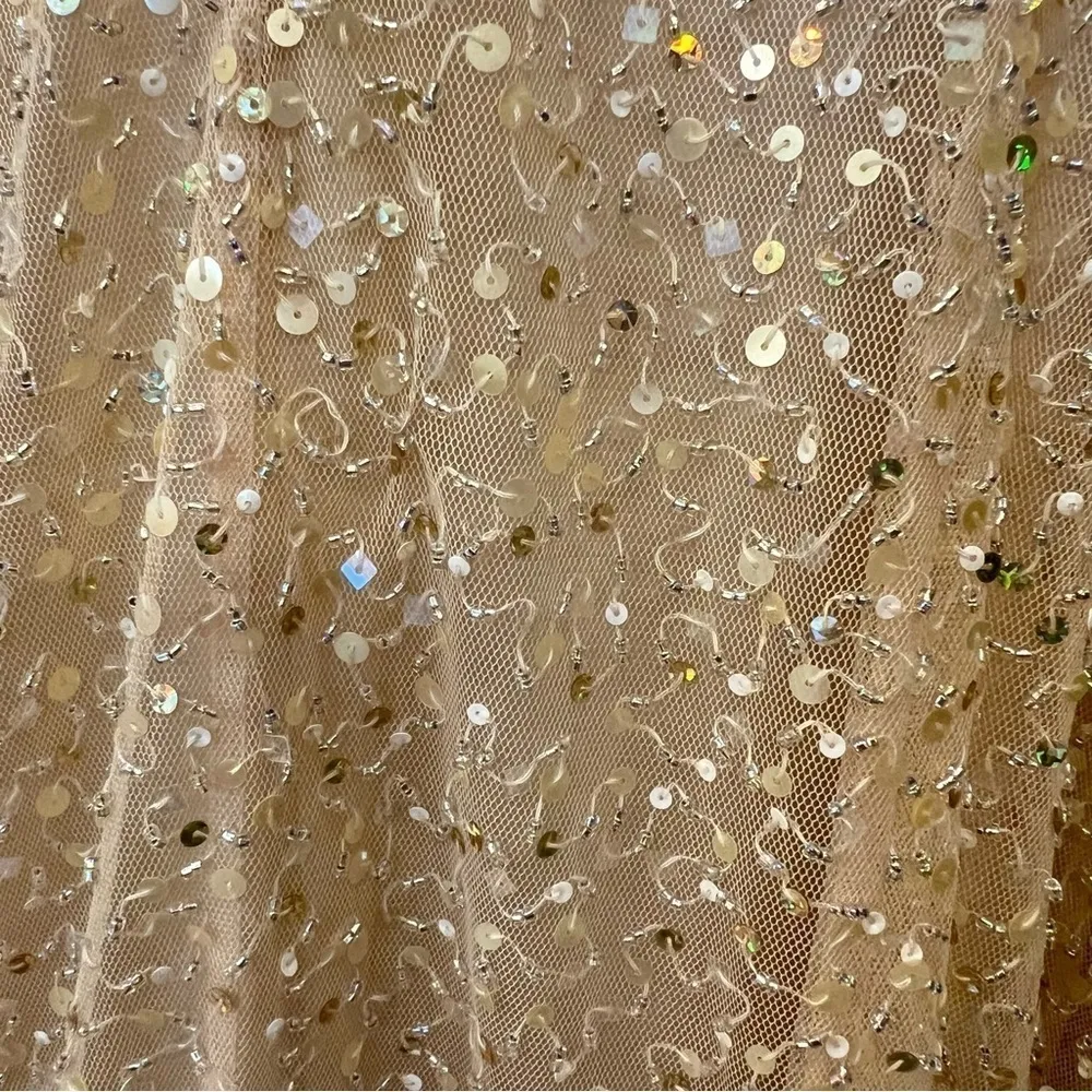 Teri Jon by Rickie Freeman heavily sequinned mermaid style gown, honey beige, 6 Tan - Image 15