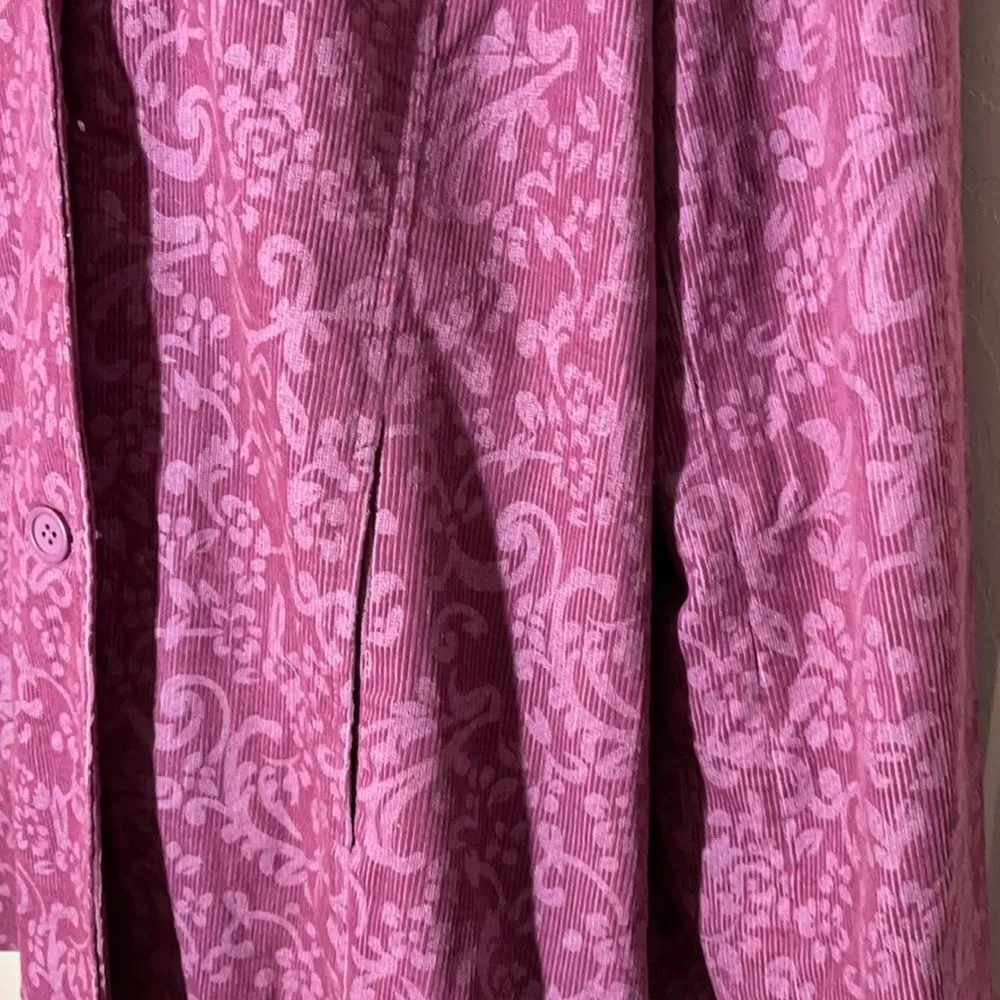 Denim & Co Long Purple Floral Corduroy Blazer XL - Image 8