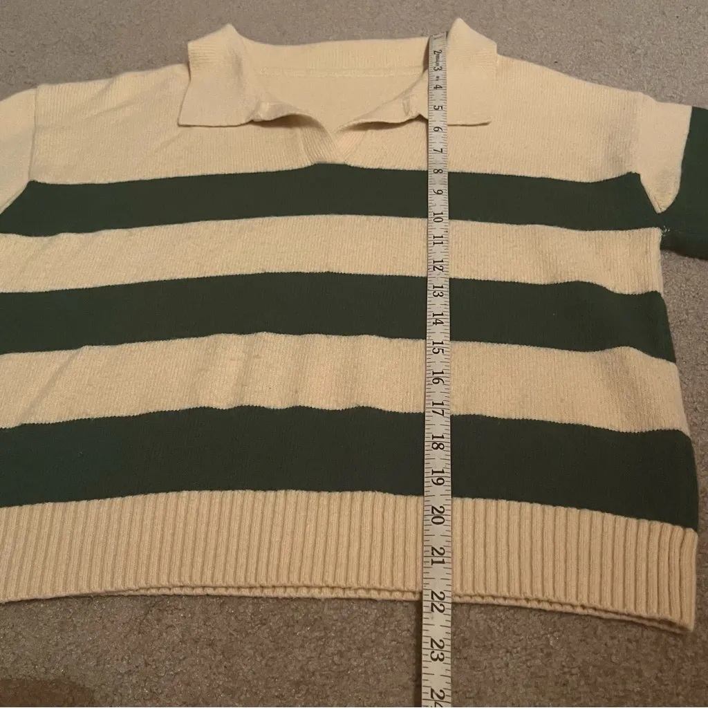 DAZY Women’s Striped Green & Cream Polo - Image 6