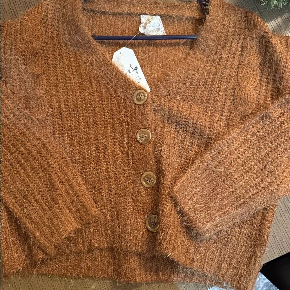 Sadie & Sage Julian Cardigan Carmel Size Large NWT Brown - Image 3