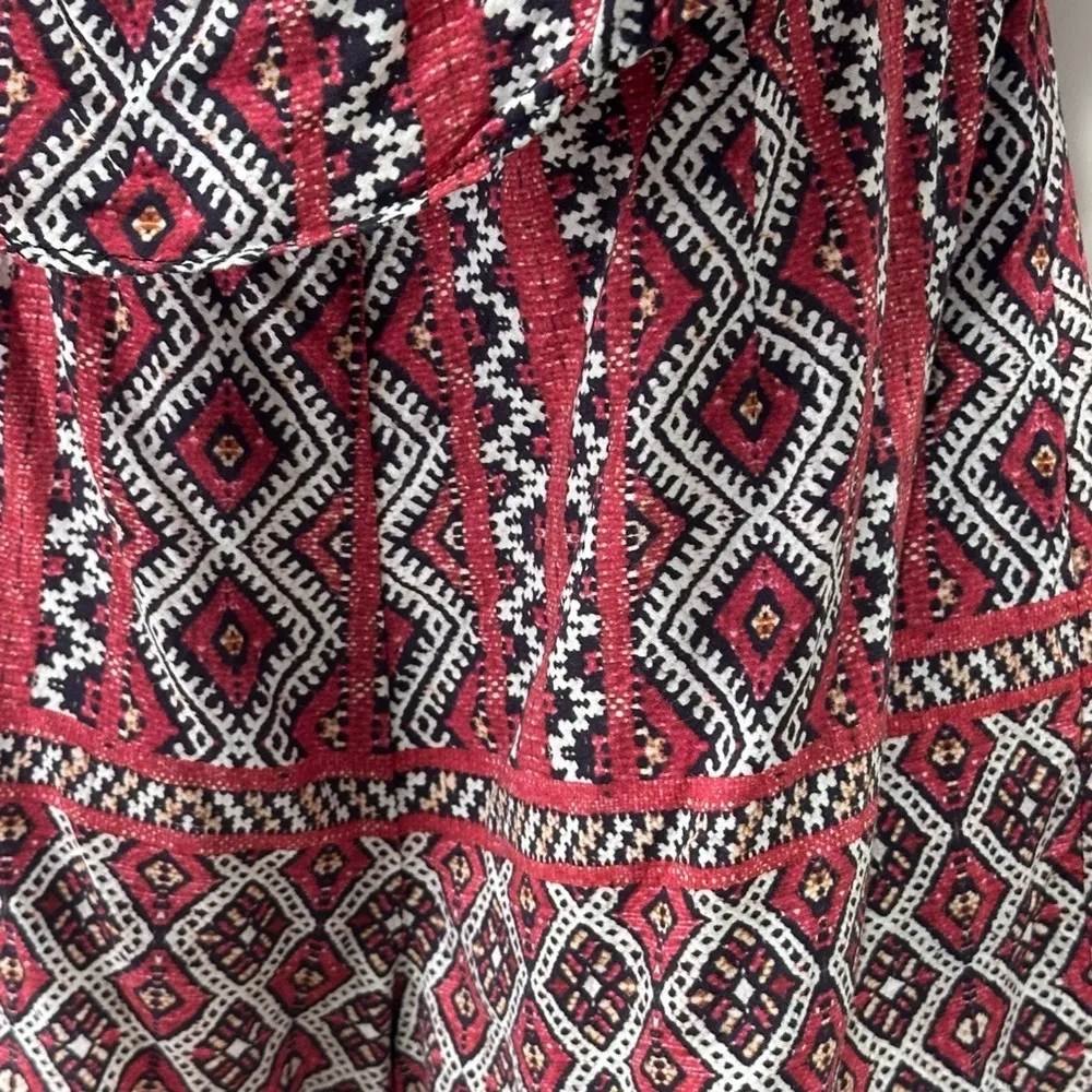 Ale By Alessandra X Revolve Gerarda Geometric Romper Off Shoulder Red Small Boho - Image 8