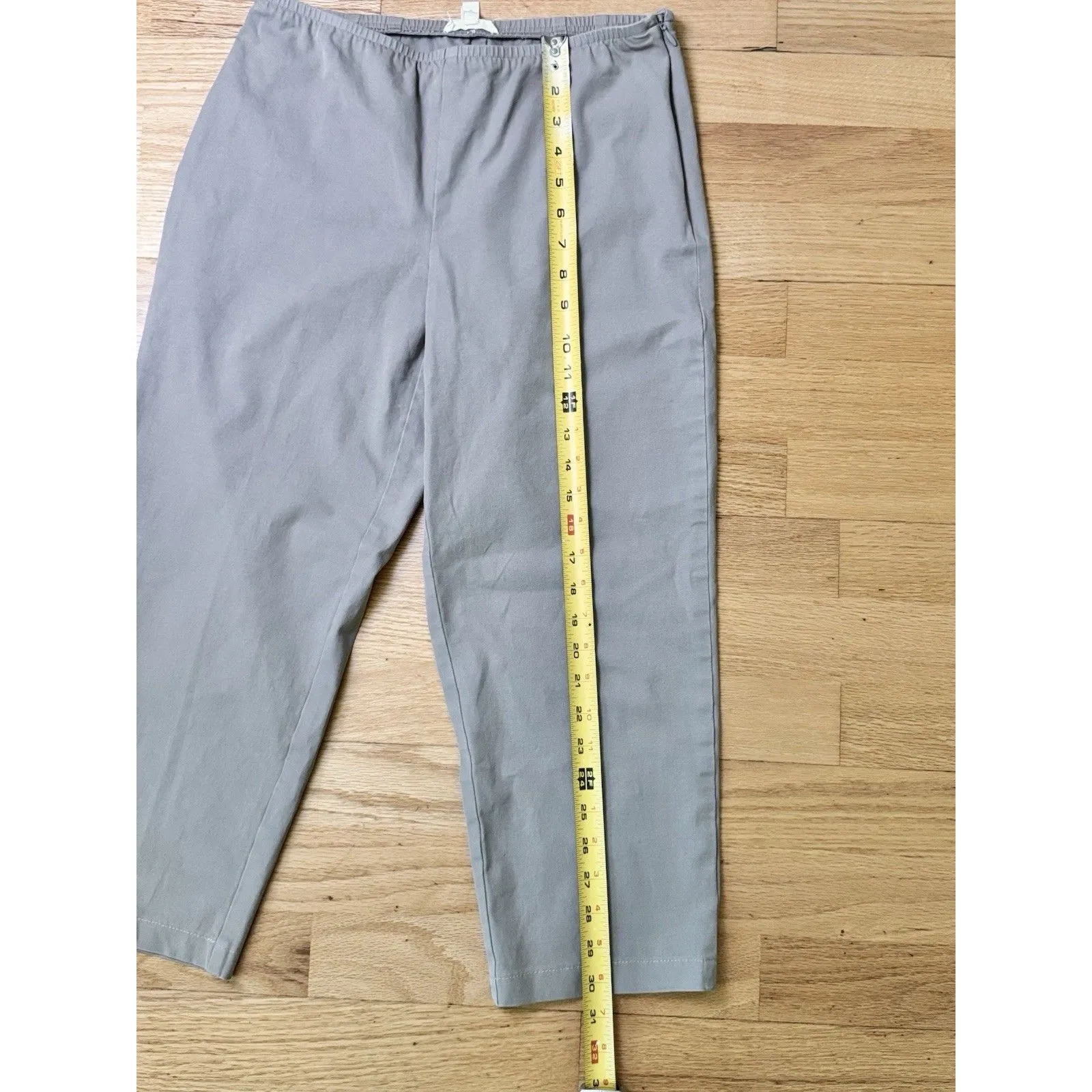 Eileen Fisher Women's Organic Cotton Straight Leg Crop Pants Gray/Beige Size M - Image 7