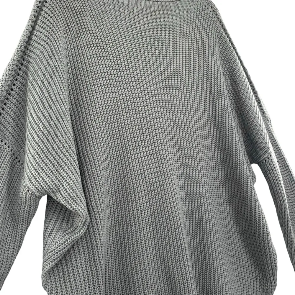 Women’s Chunky Oversized Wool Blend Gray Knit Sweater Size XL - Image 7
