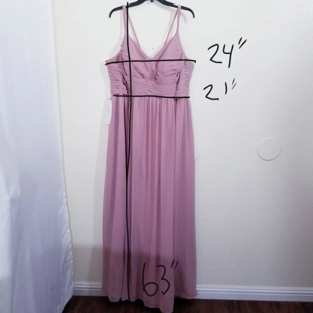 Azazie A-Line Lace Chiffon Floor-Length Dress in Dusty Rose Size 2X - Image 7