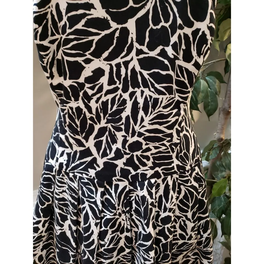 American Living Dress Womens 8 Black White Floral Fit Flare Sleeveless Party - Image 4