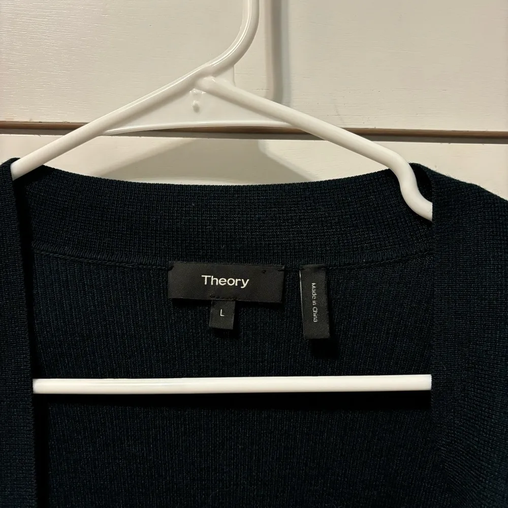 Theory Green Merino Wool Cardigan Sweater - Image 4