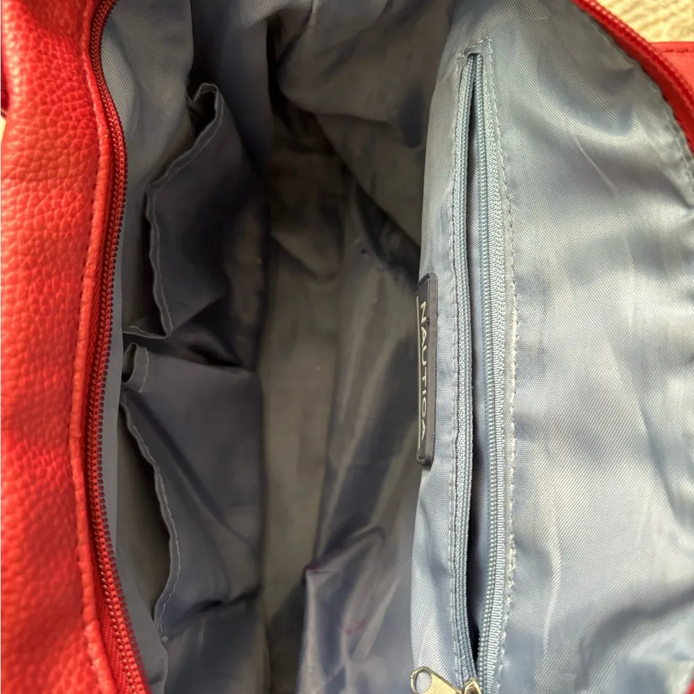 Red-Burgundy Cabin Fever Med Faux Leather Satchel Silver Tone Hardware - Image 11