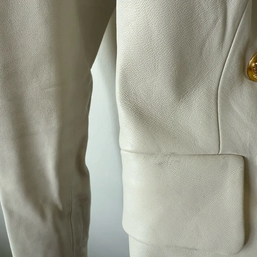 VERONICA BEARD Cooke Leather Jacket Bone Gold Size 0 - Image 9