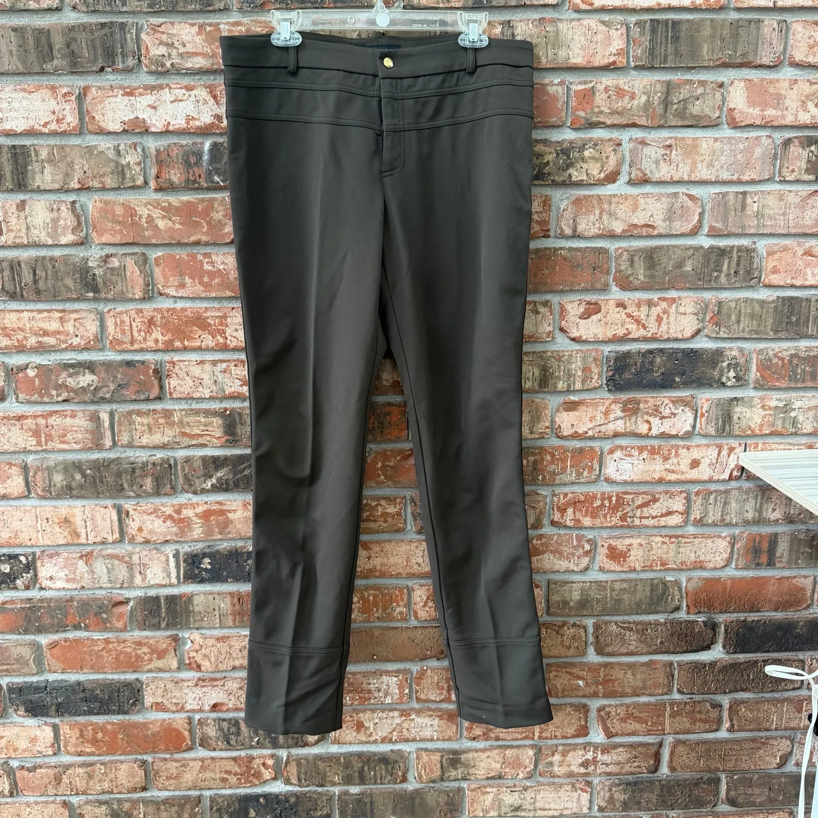 Pink Tartan Brown Stretch Trousers Pants Womens Size 10 Straight Career Casual - Image 4