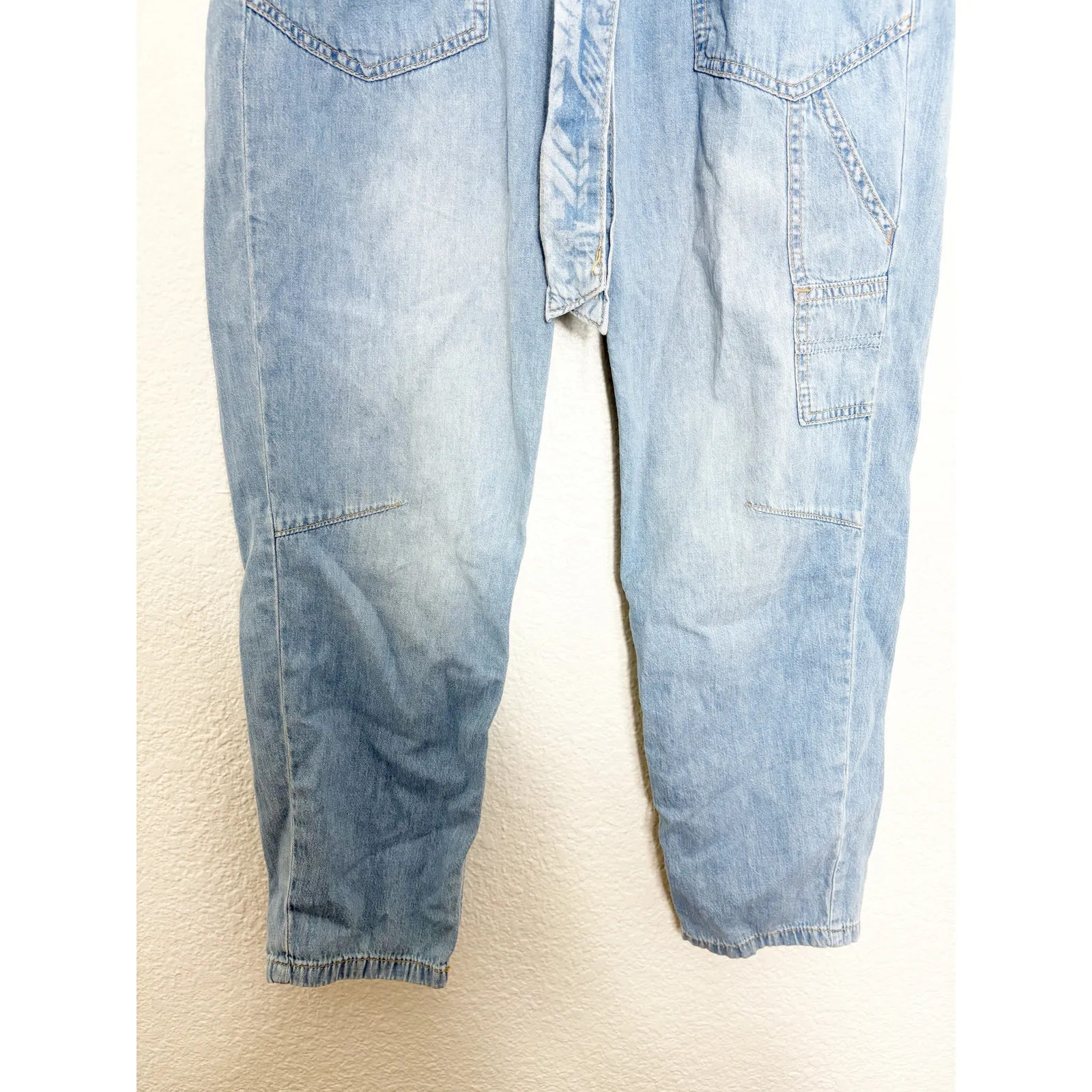 Free People Belted Denim Utility Paperbag Pants Size 25 Chambray Haze Bohemian - Image 9