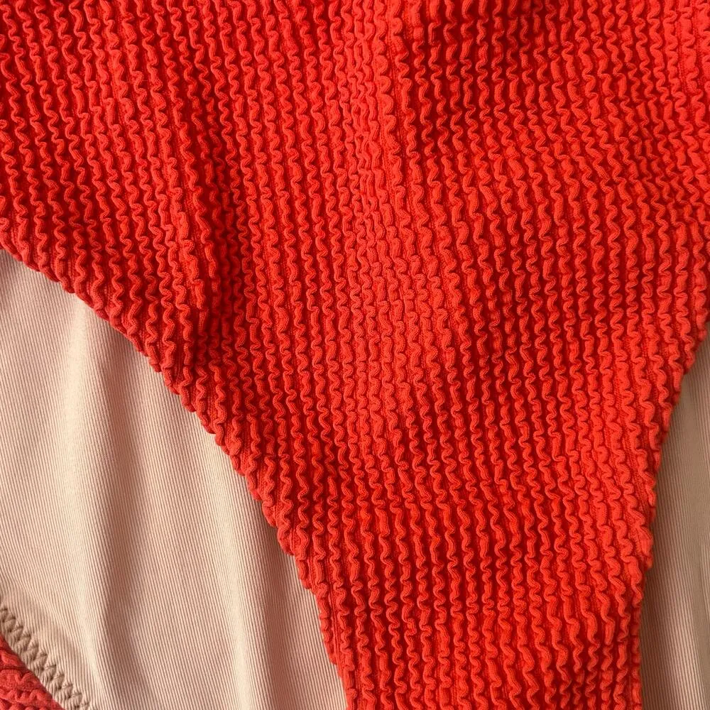 J. Crew Swim Scrunchie Hipster Bikini Bottoms Orange L Large New - Image 2