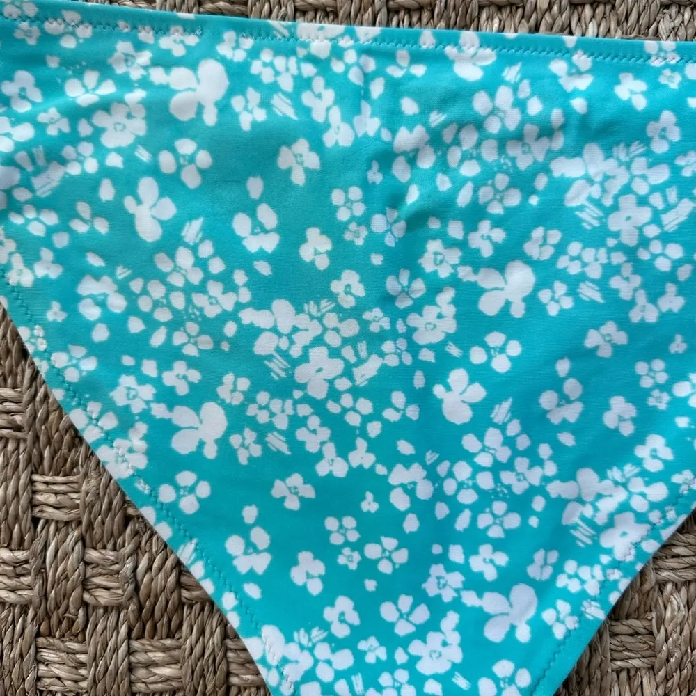 Aerie small white and teal floral print bikini bottom - Image 4