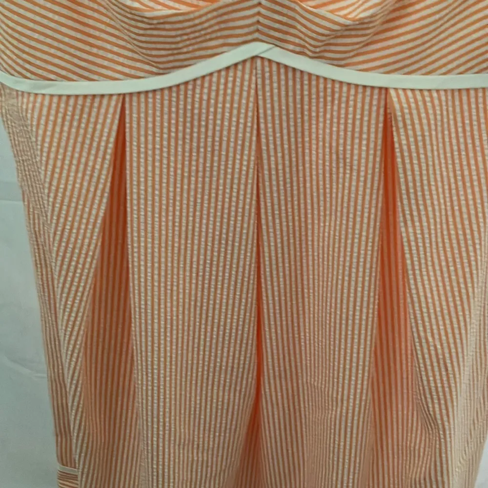 : Apricot/white stripped Dress- back zip- open back- size 10 - Image 6