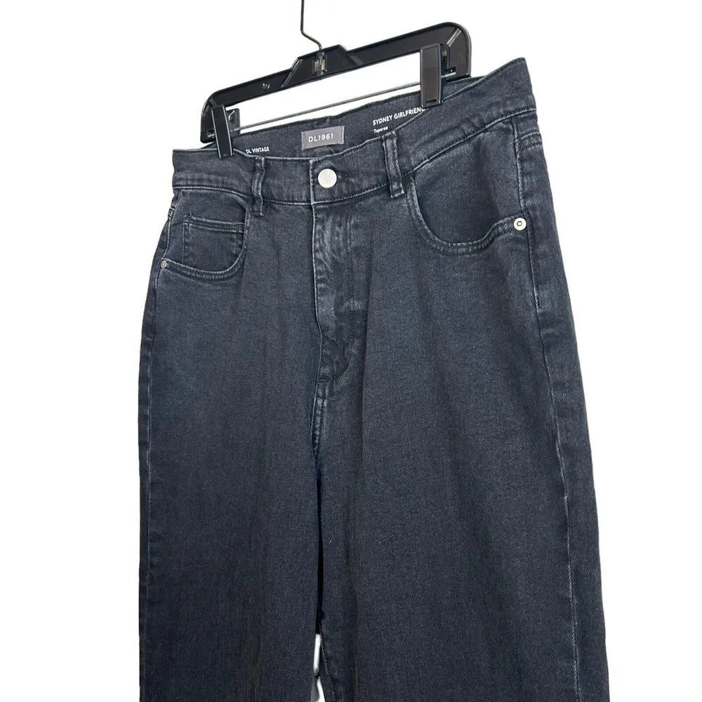 DL1961 Women’s Jeans Size 30 SYDNEY GIRLFRIEND Tapered washed Black Raw Hem $209 - Image 2