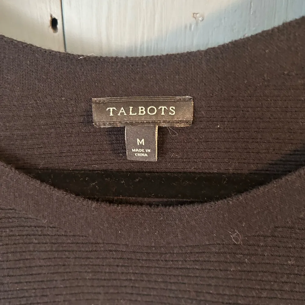 Talbots Classic Black Knit Ribbed Short Sleeve Top | Women’s Size Medium - Image 5