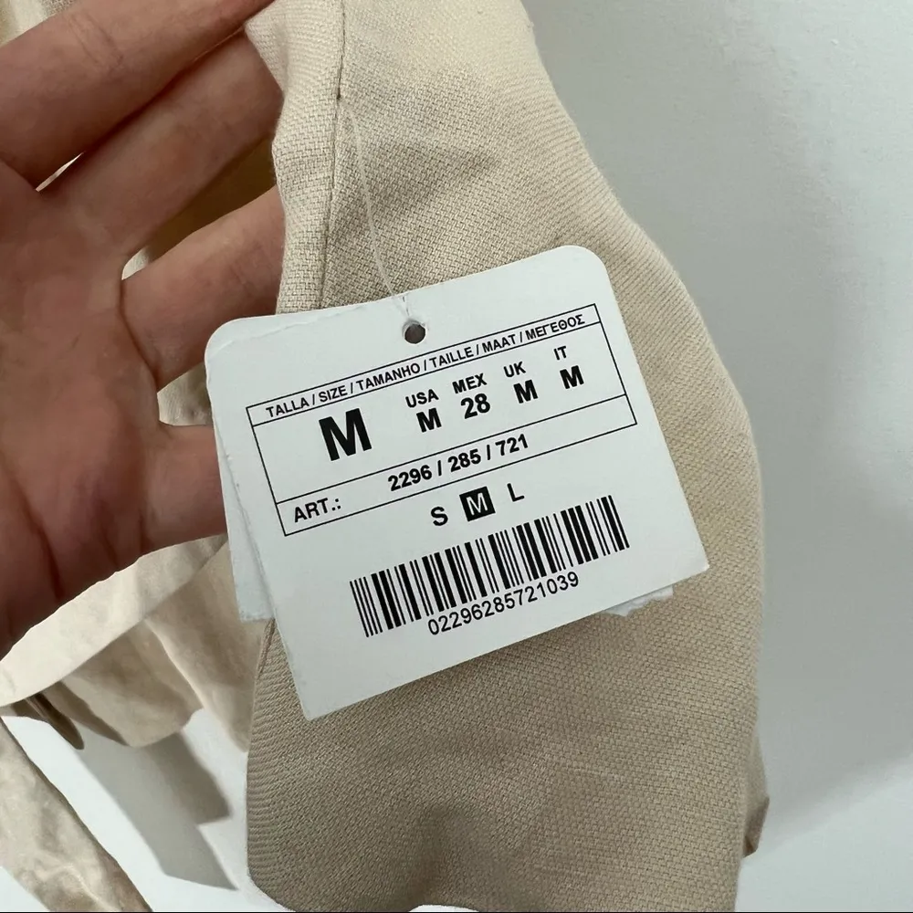 Zara Basic Linen Blend Blazer Tie Front NWT - Image 7