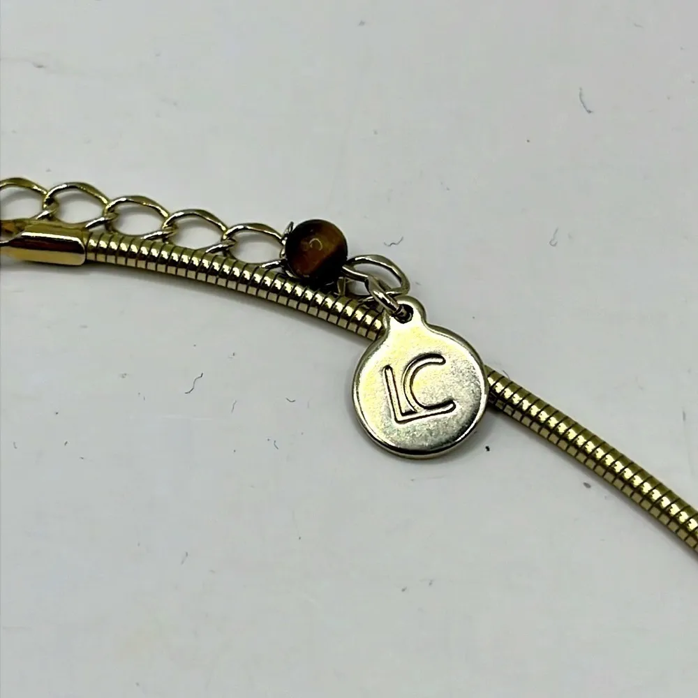 Liz Claiborne Choker Necklace  Gold Tone with Modern Pendant Big Bold Statement - Image 5