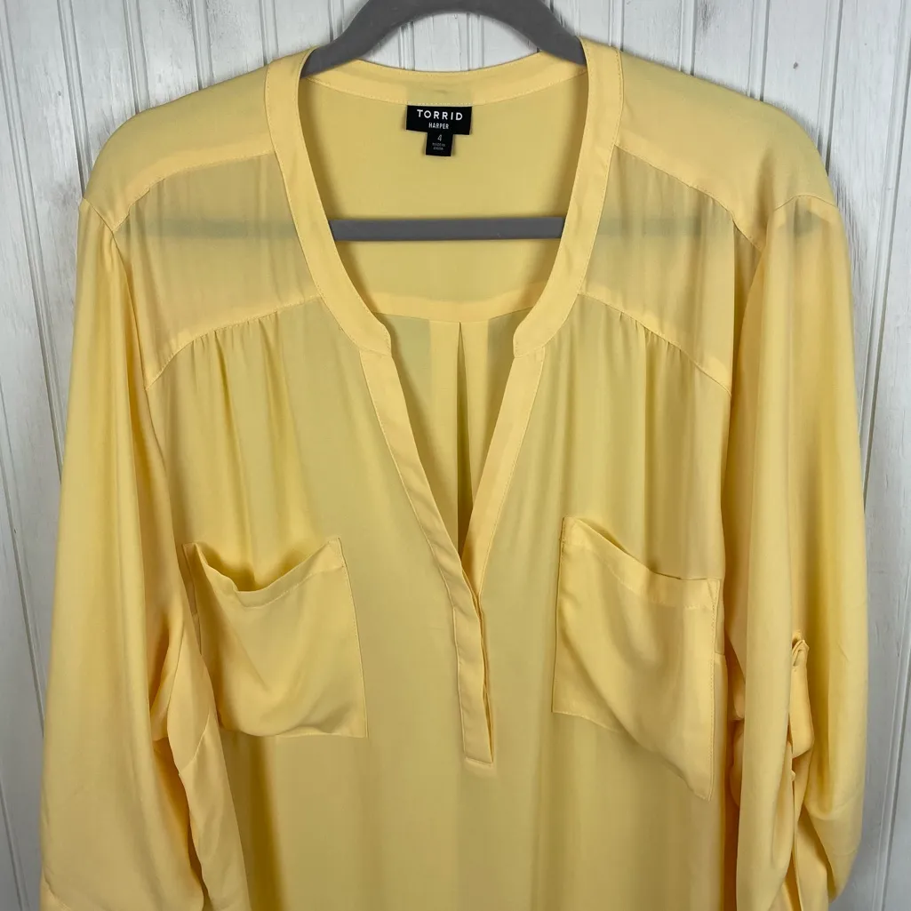 Torrid Harper 3/4 Sleeve Pullover Blouse Sundress Yellow Women's Plus Size 4X - Image 4