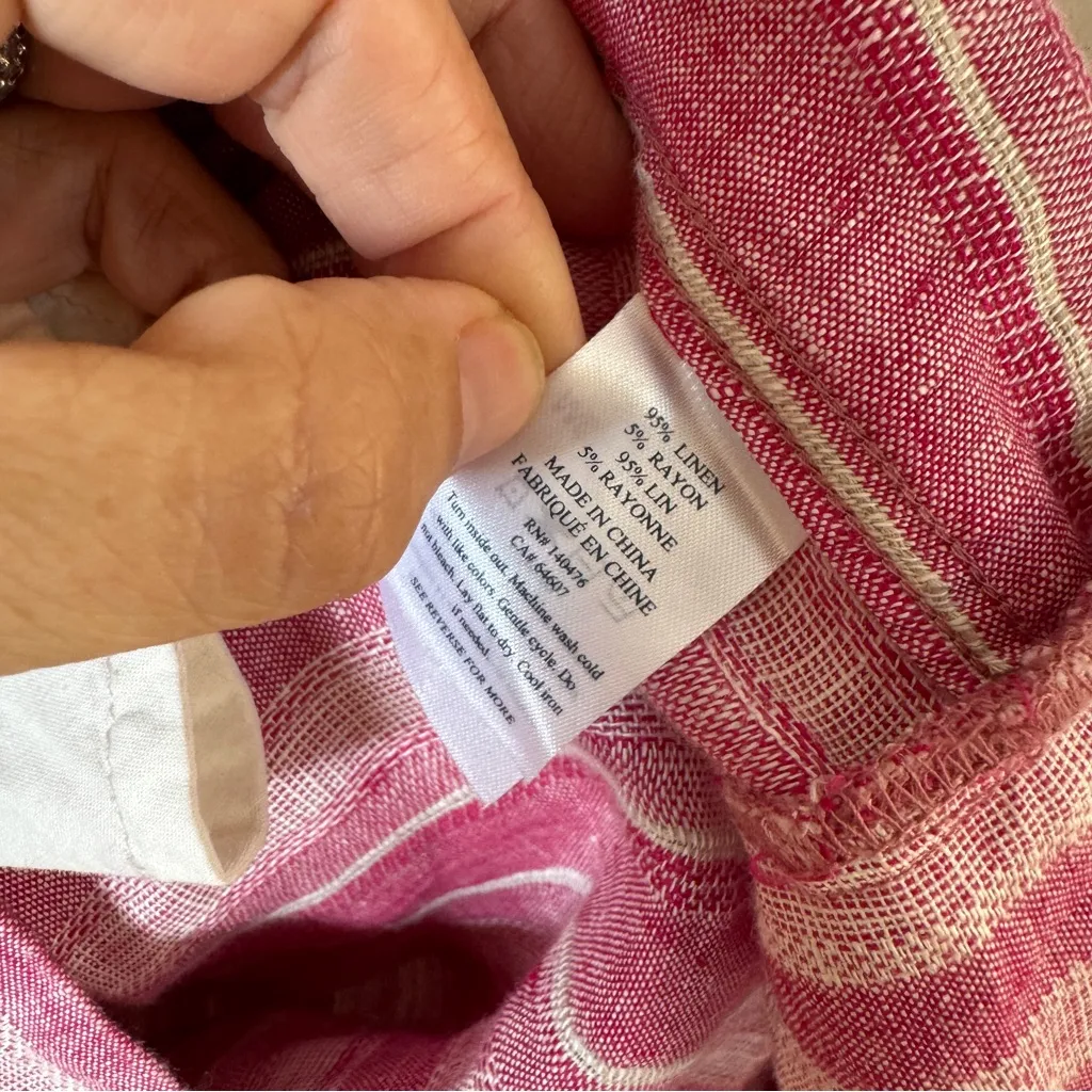 Faherty Isha Sleevless Dress Stripe Linen Mini Sundress Resort sz Small - Image 8