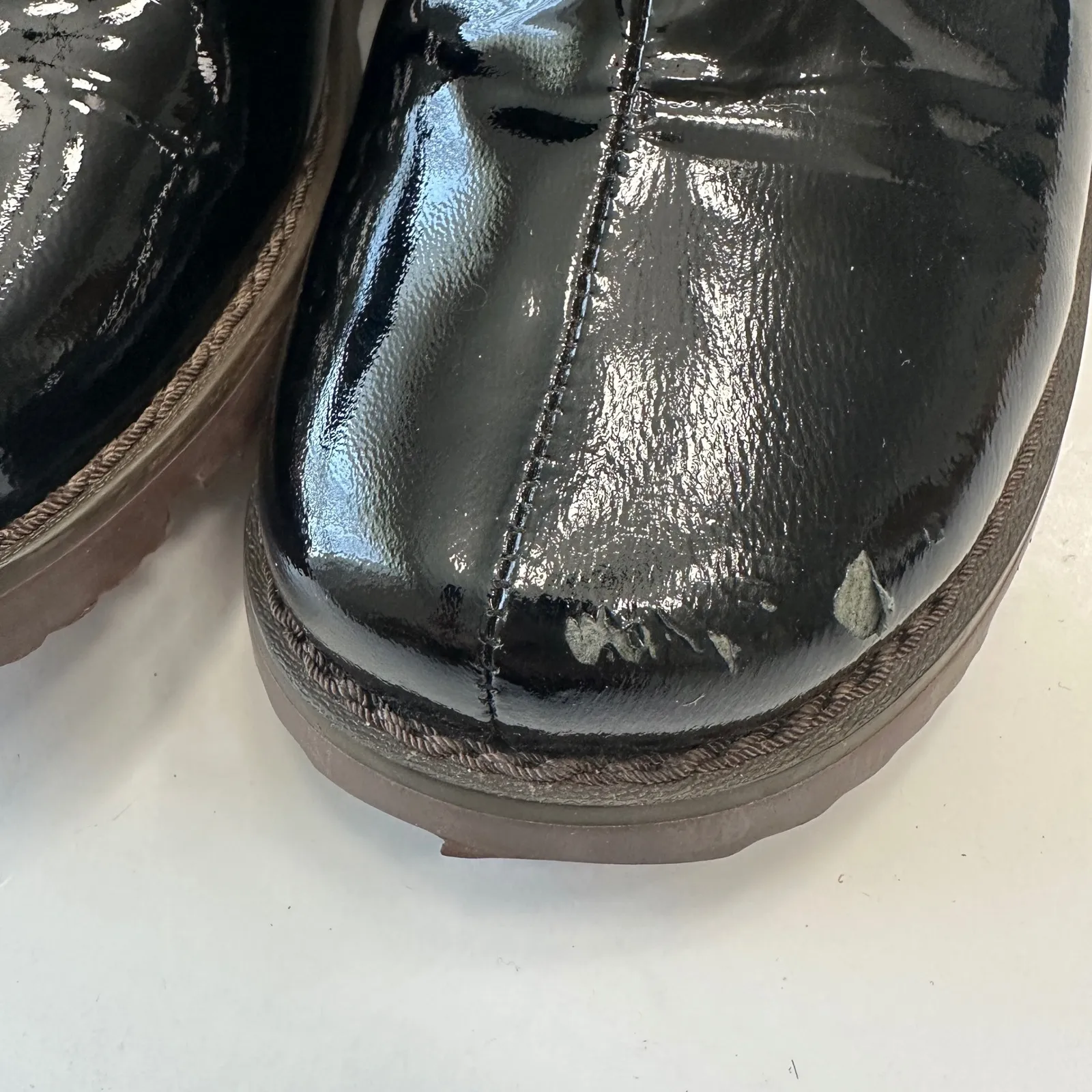 Patrizia‎ Ancaldi Tall Boots Lug Sole Black Patent Leather Boots Womens 38 Italy Size 8 - Image 9