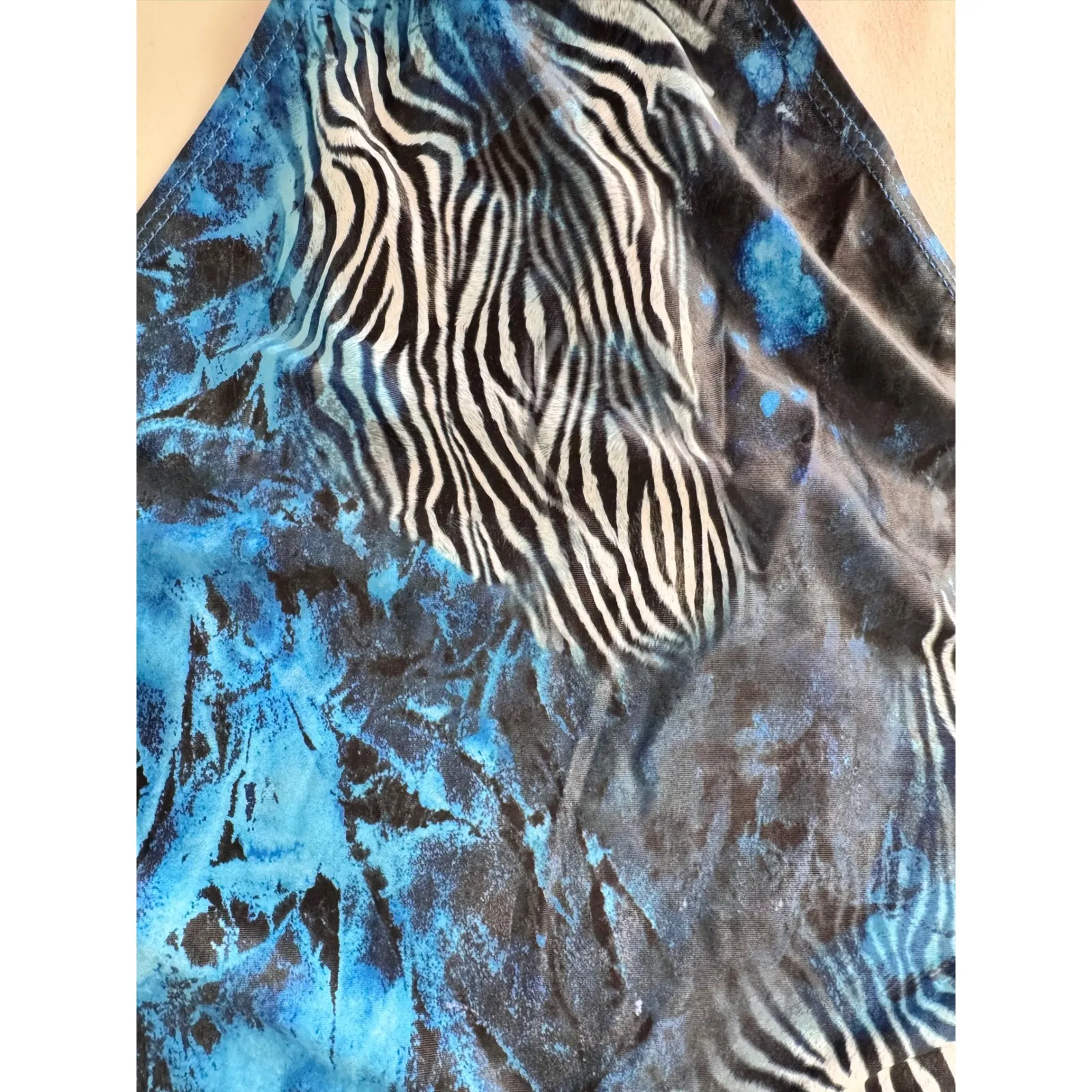 Emme Jordan One‎ Piece Swimsuit Cutout Zebra Print Blue Size S - Image 4