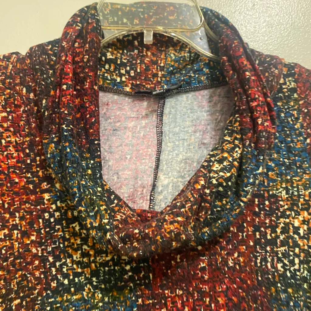 Premise Womens Long Sleeve Top Shirt Blouse S 34” Cowl Neck Multicolor Print - Image 3