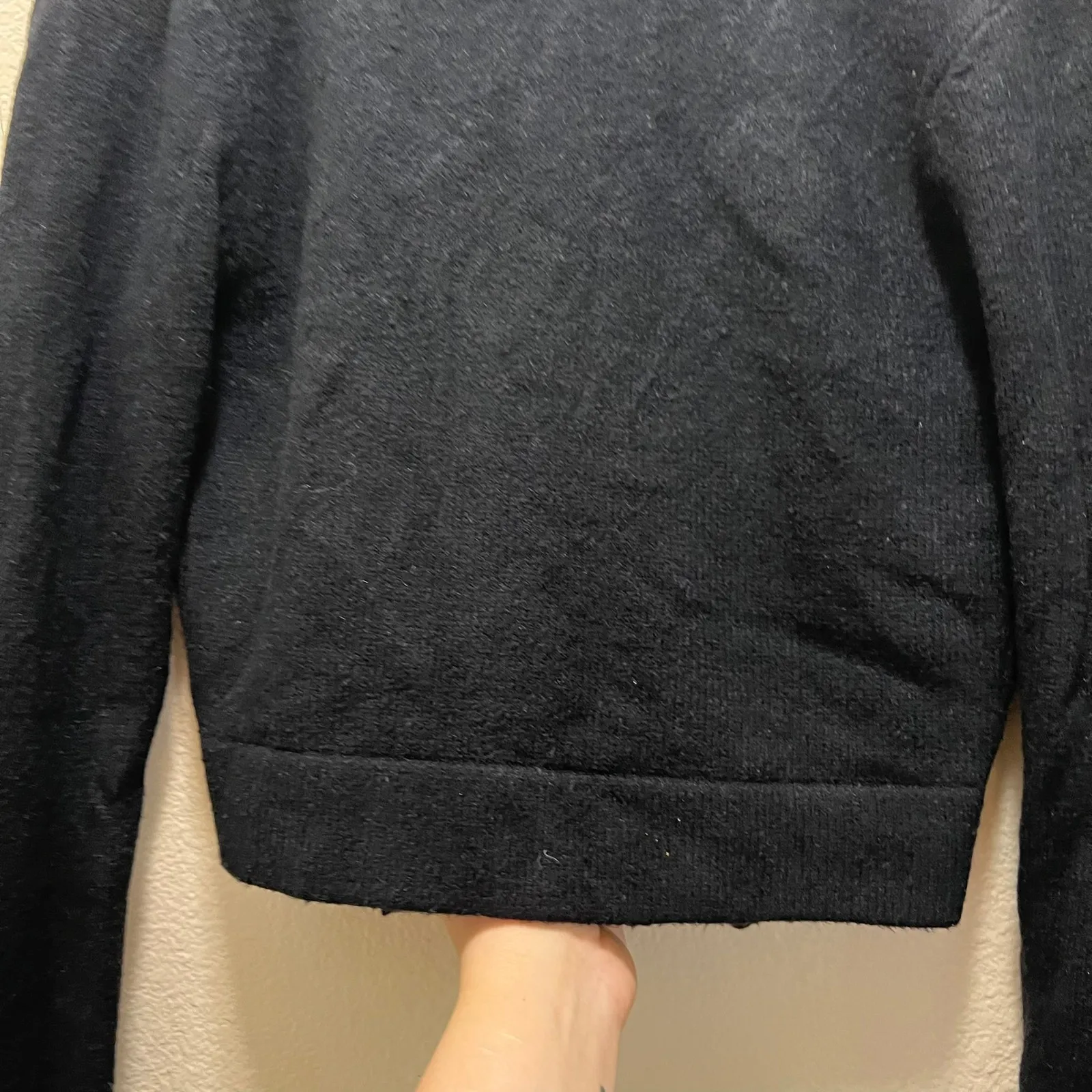 rue21 Crop Top Sweater Black Long Sleeve Pullover Back Tie High Neck Sz XS - Image 5