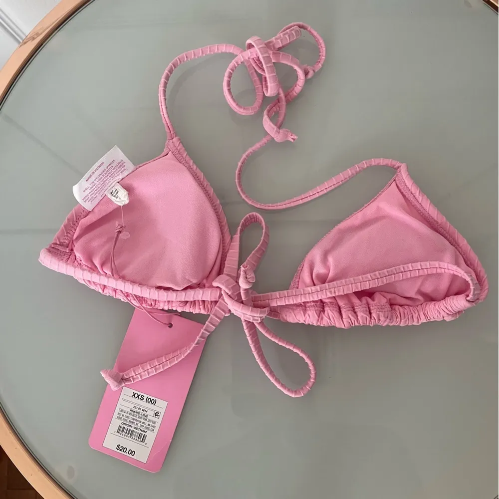 NWT Stoney Clover Pink triangle bikini bathing suit top XXS - Image 3