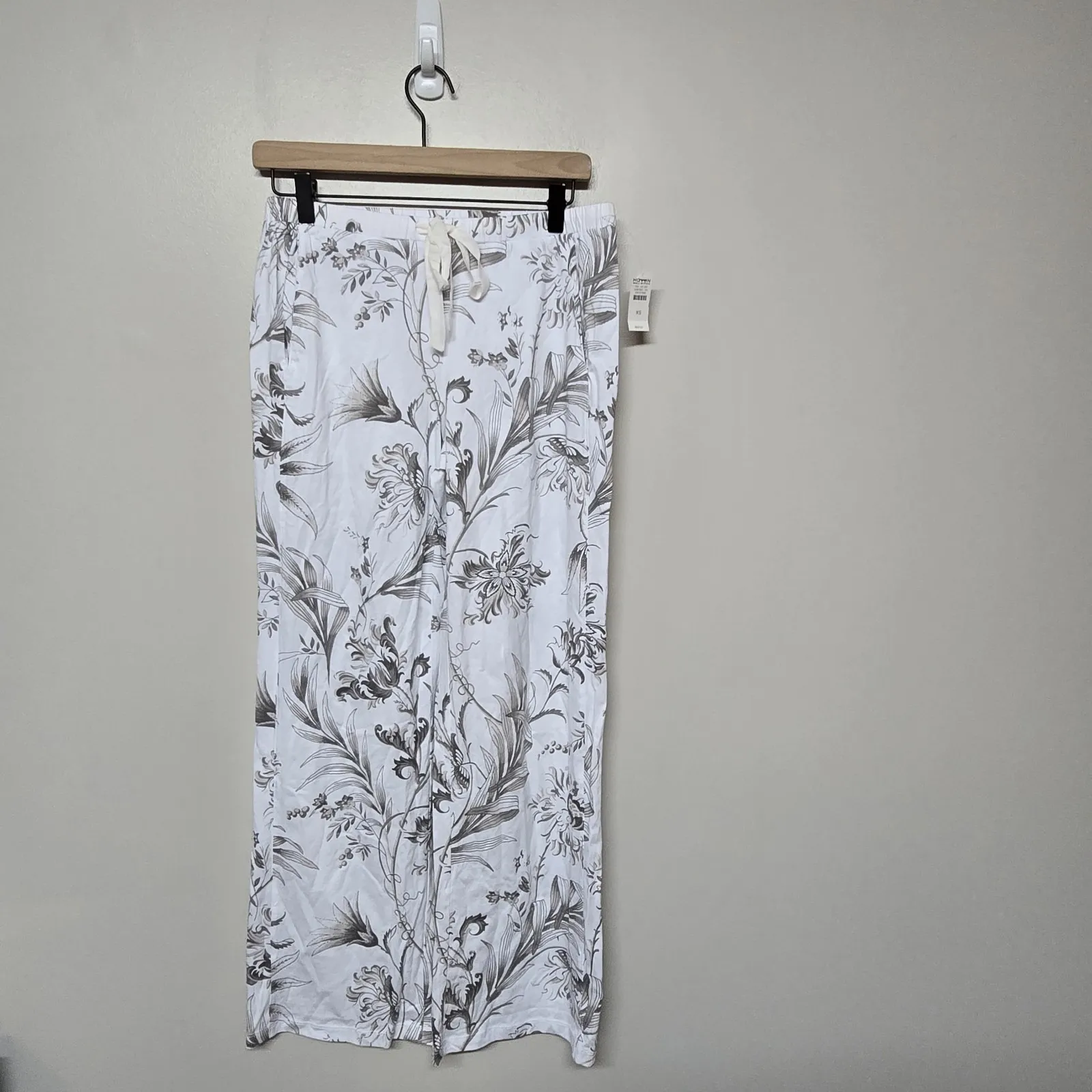 Haven Well Within Organic Cotton Jersey Tropical Toile Robe Matching Pants Sz XS White - Image 5