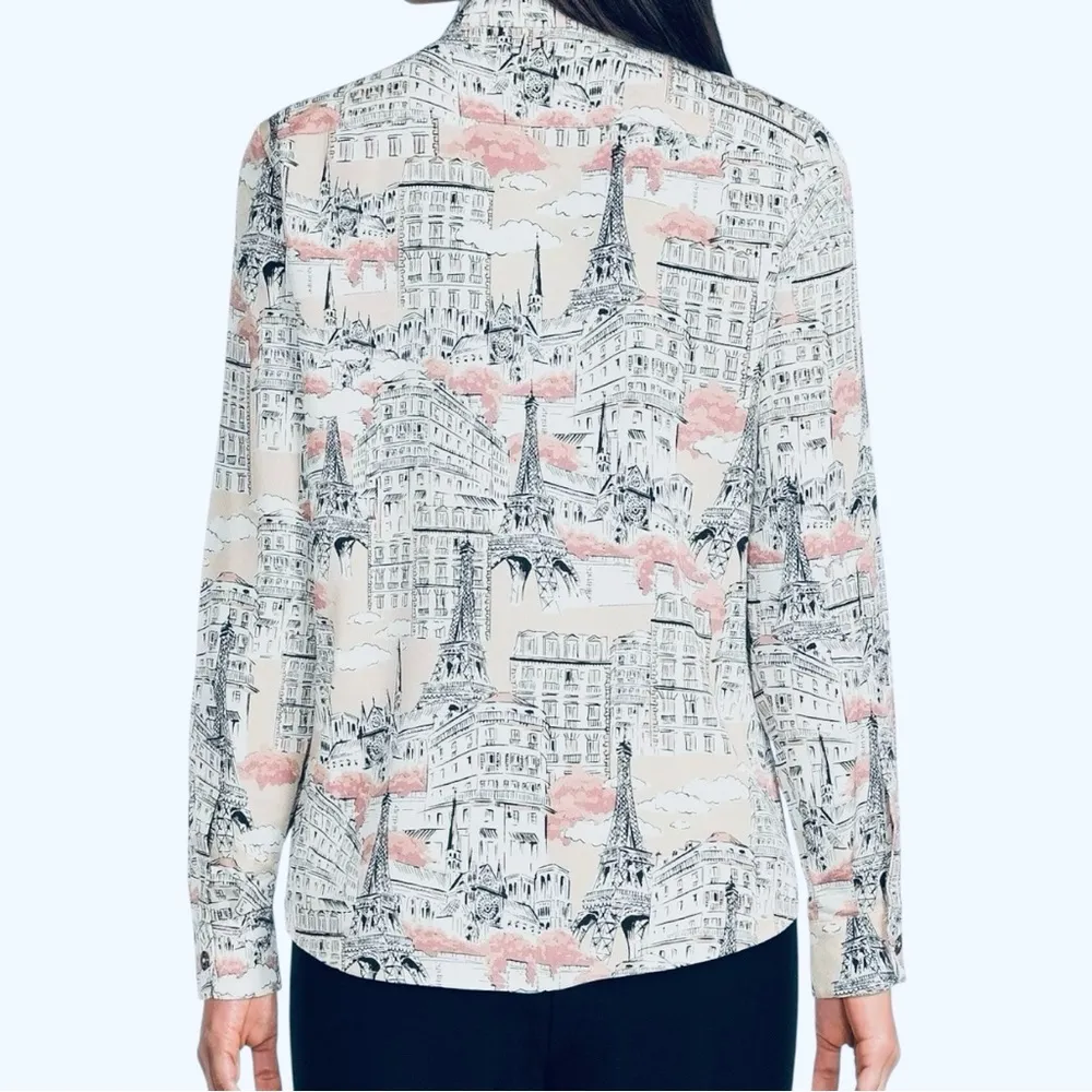 Karl Lagerfield Whimsical Print Collar Pocket Roll-Tab Shirt Dune Pink - L - Image 5