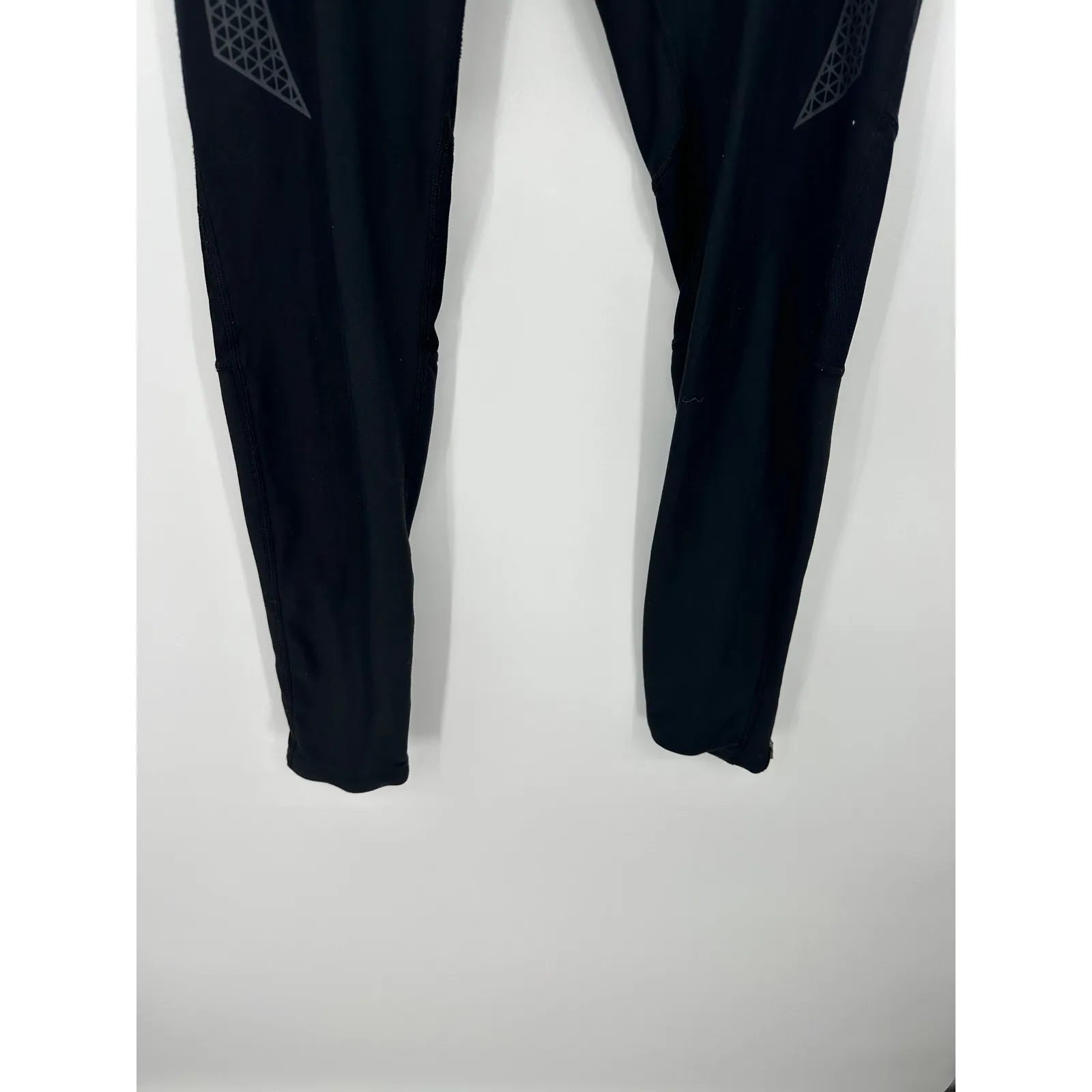 Nike Dri-fit Running Leggings Women Medium Black Zipper‎ Training Pants - Image 3