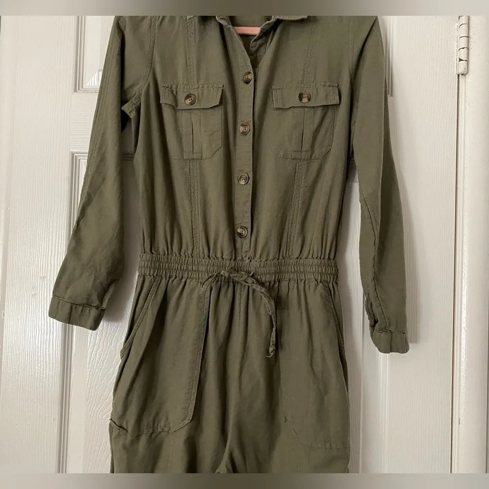 American Eagle Women's One Piece Outfit Workwear Jumpsuit Army Green Size Medium - Image 5