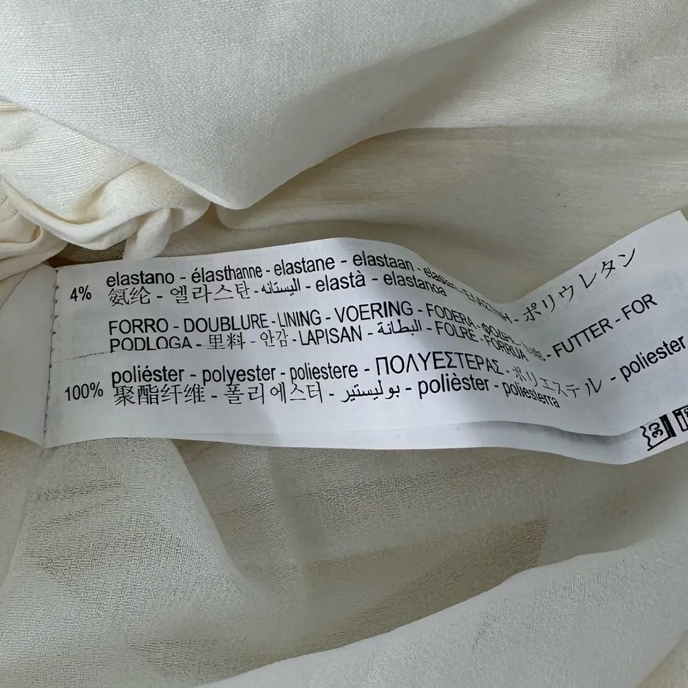 Zara Ruched Bodycon Mini Dress with Ruffle Straps Ivory White Size Medium NWT - Image 7