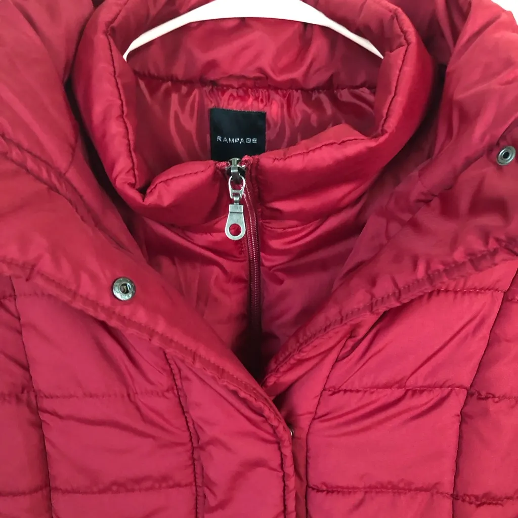 RAMPAGE Womens Puffer Jacket Size Small Zipped Front Polyester Red - Image 7