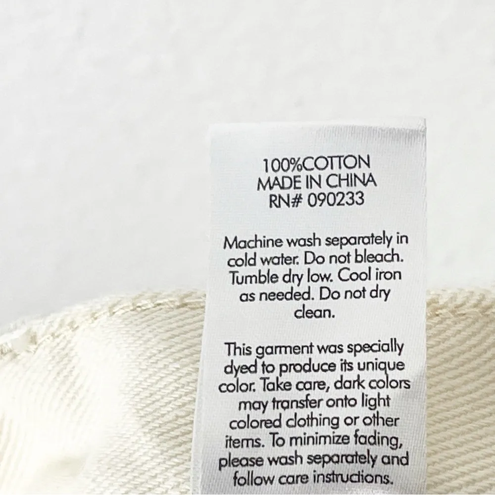 PACSUN Pacific Sunwear Fray Panel Details High Rise Cream Dad Jeans, Size 28 - Image 5