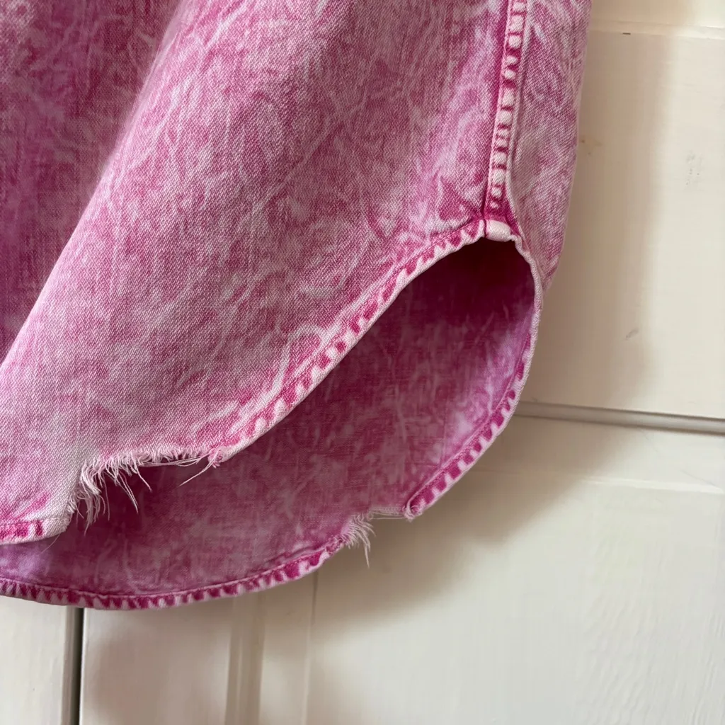 FRANK & EILEEN Size XS Pink Mineral Wash Denim Cotton Rory Maxi Shirt Dress - Image 8