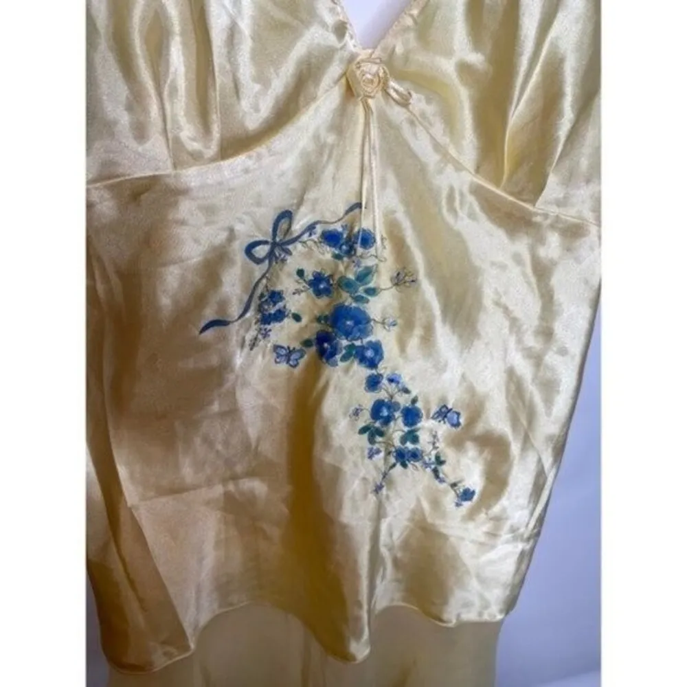 New Vintage 2000s y2k yellow handpainted butterfly yellow rose babydoll lingerie Size XL - Image 8