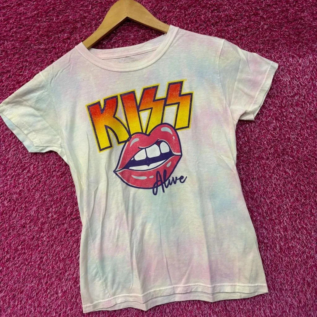 Kiss Alive Womens Rock Tie Dye Tshirt Size Large - Image 3